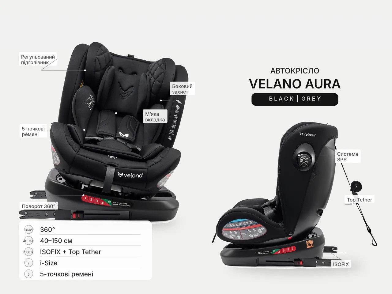 Автокресло VELANO Aura 360° i-Size