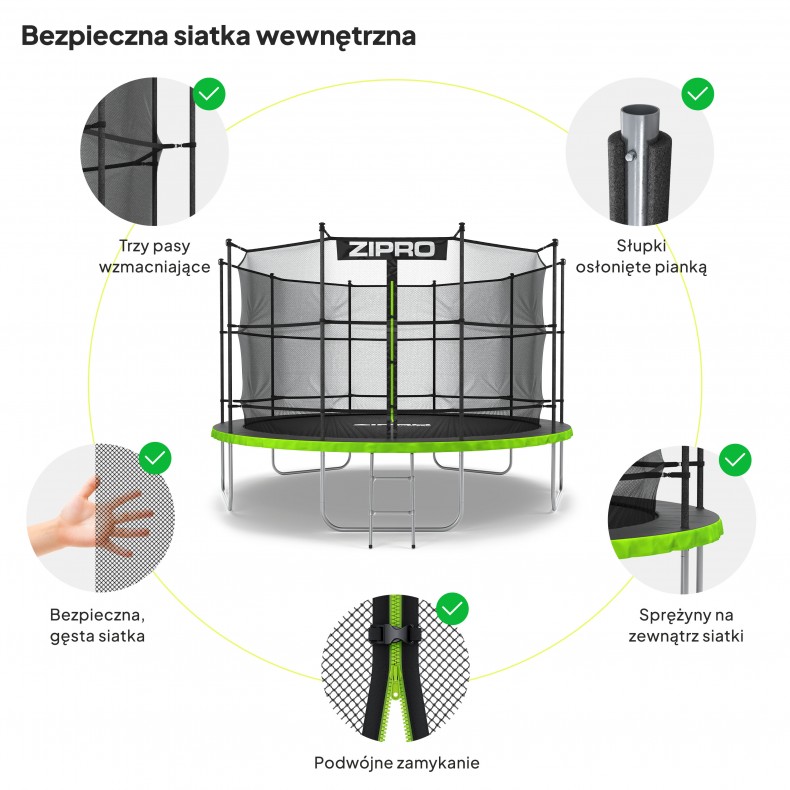Батут ZIPRO Jump Pro с внутренней сеткой 12FT 374 см