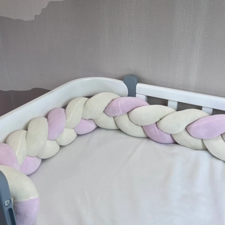 Бампер - косичка Twins 3-х прядна 240 см 2020-K3-240-35, pink/ivory
