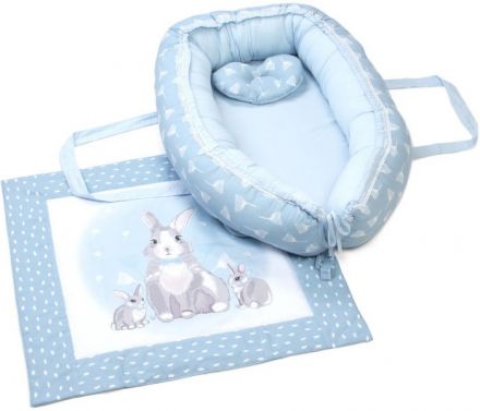 Кокон (позиционер) с пледом Baby Veres Summer Bunny blue