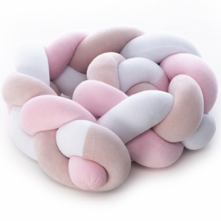 Бампер - косичка Twins 3-х прядна 220 см 2020-K3-220-08, pink