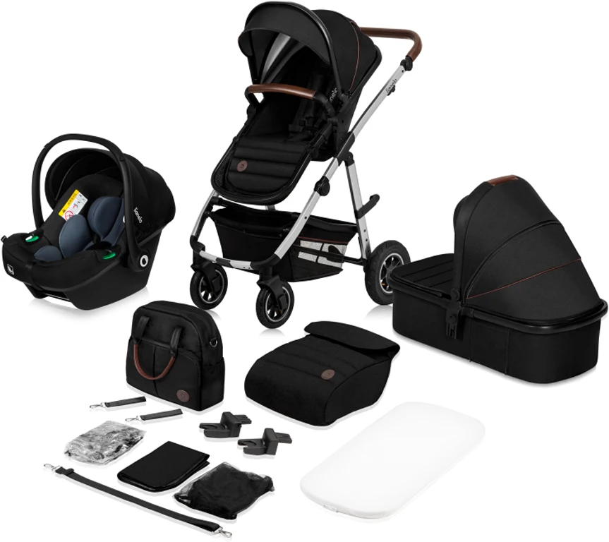 Детская коляска 3 в 1 Lionelo Amber Black Silver