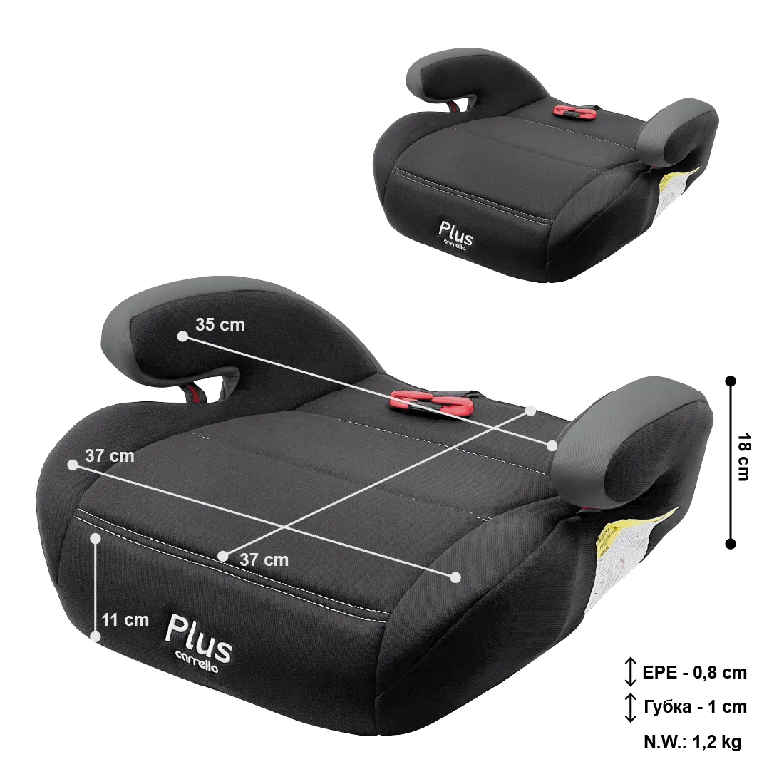 Автокресло-бустер CARRELLO Plus CRL-16007 Storm Grey+направляющий ремень 75 см
