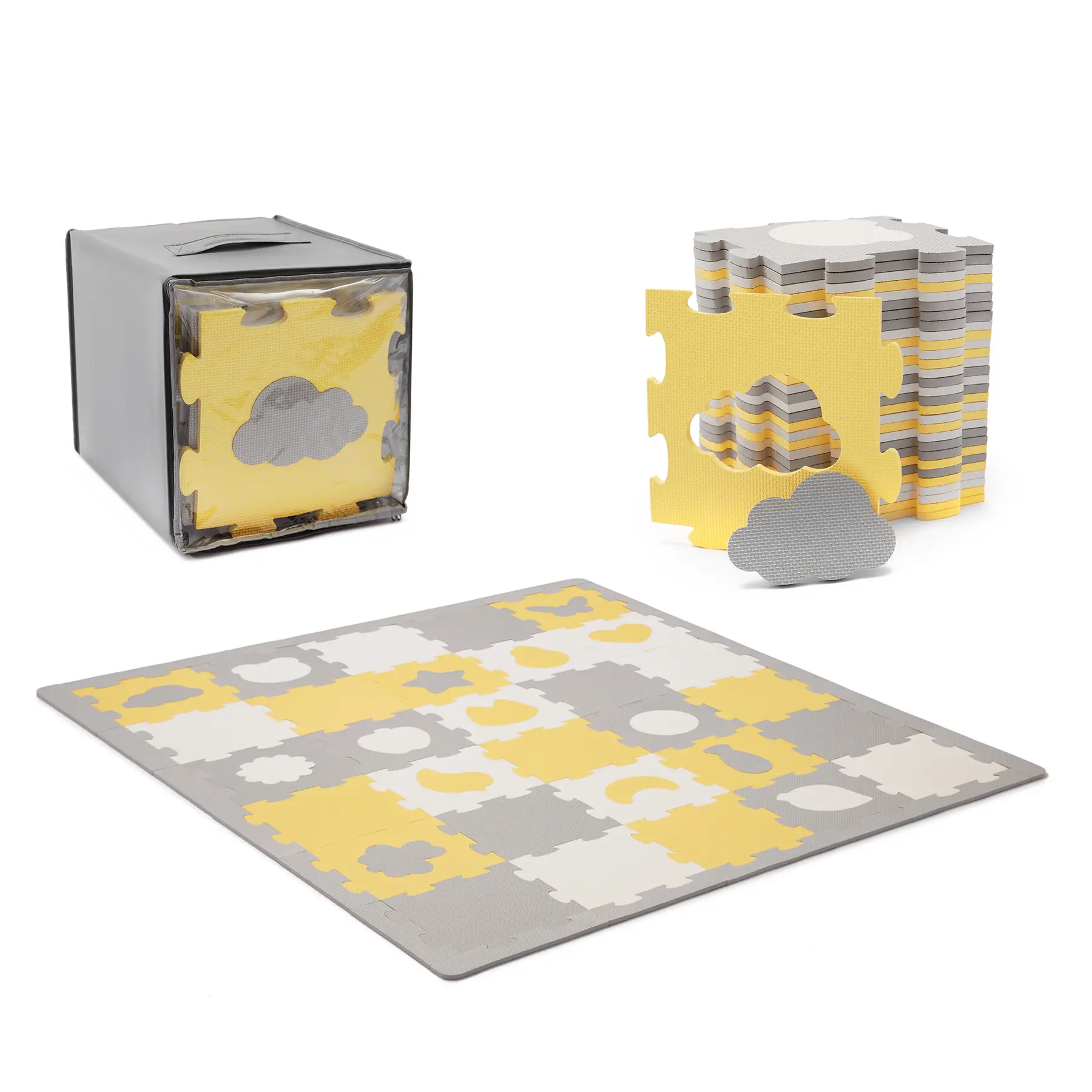 Коврик-пазл Kinderkraft Luno Shapes Yellow, 30 элементов (KPLUSH00MIN0000)