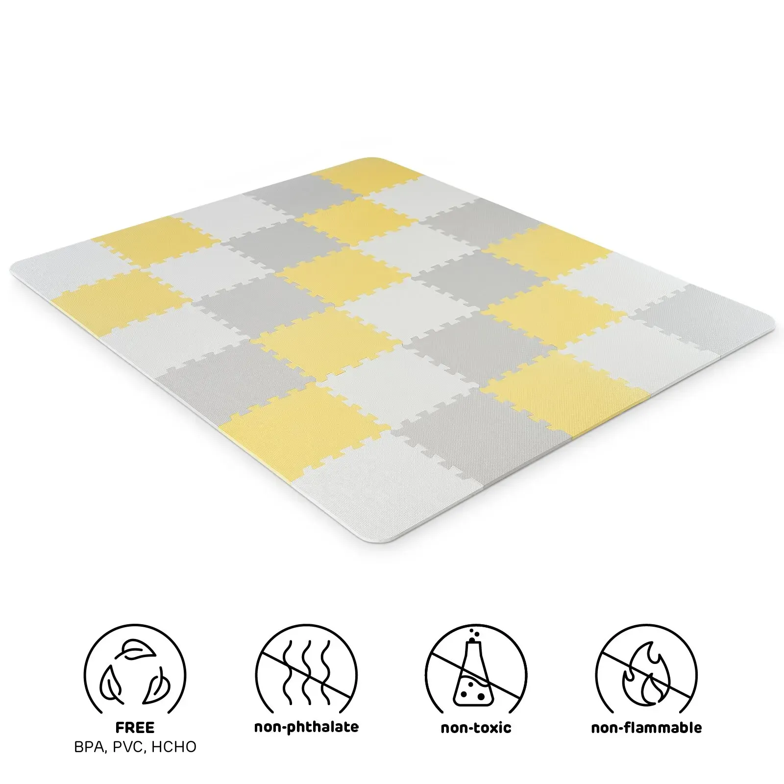 Коврик-пазл Kinderkraft Luno Yellow, 30 элементов