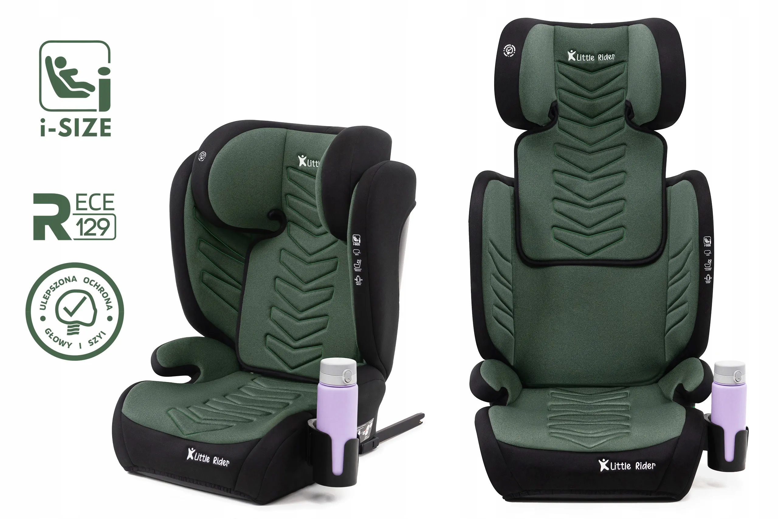 Автокресло Little Rider Leonardo Isofix  2 в 1 Green 100-150 см