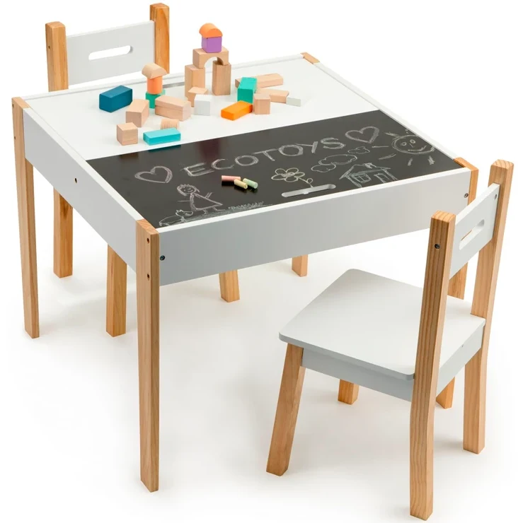 Стол со стульями Ecotoys ART с двухсторонней столешницей