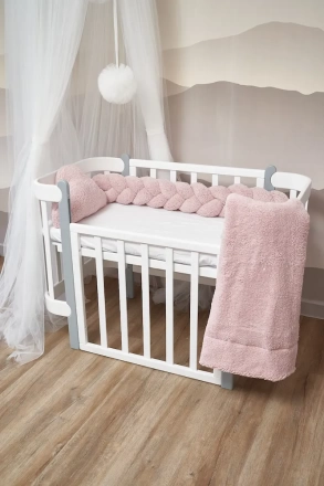 Бампер - косичка Twins 3-х прядна 120 см Teddy 2020-K3T120-24, powder pink