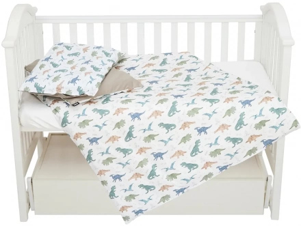 Змінна постіль 4 ел Twins Satin Limited 3026-TSL-39, dinosaurs, сірий