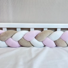 Бампер - косичка Twins 3-х прядна 240 см 2020-K3-240-32, pink/ecru/beige