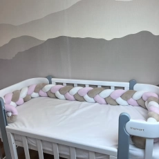 Бампер - косичка Twins 3-х прядна 240 см 2020-K3-240-32, pink/ecru/beige