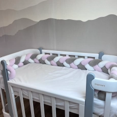 Бампер - косичка Twins 3-х прядна 240 см 2020-K3-240-36, grey/pink/ecru