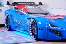 Дитяче ліжко машина з пластика MUSVENUS BMW blue з підсвічуванням, музикою, пультом, спойлером