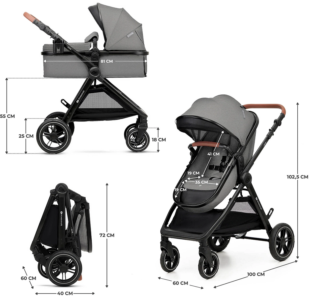 Универсальная коляска 3 в 1 Kinderkraft Esme Pro Gray (KSESME00GRY300N)