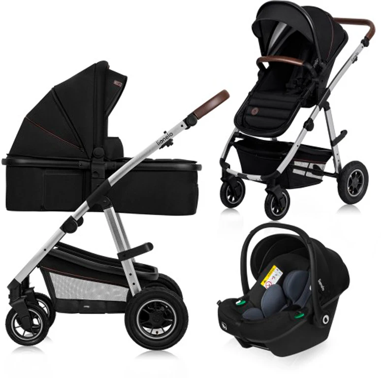 Дитячий візочок 3 в 1 Lionelo Amber Black Silver