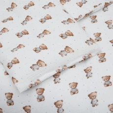 Змінна постіль 4 ел Twins Muslin Print 3031-TMP-67, Nighty Bears, беж світлий