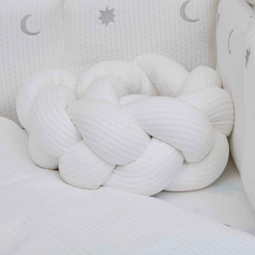 Постільний комплект 7 ел Twins Cotton з вишивкою 4077-TCW-01, white/silver