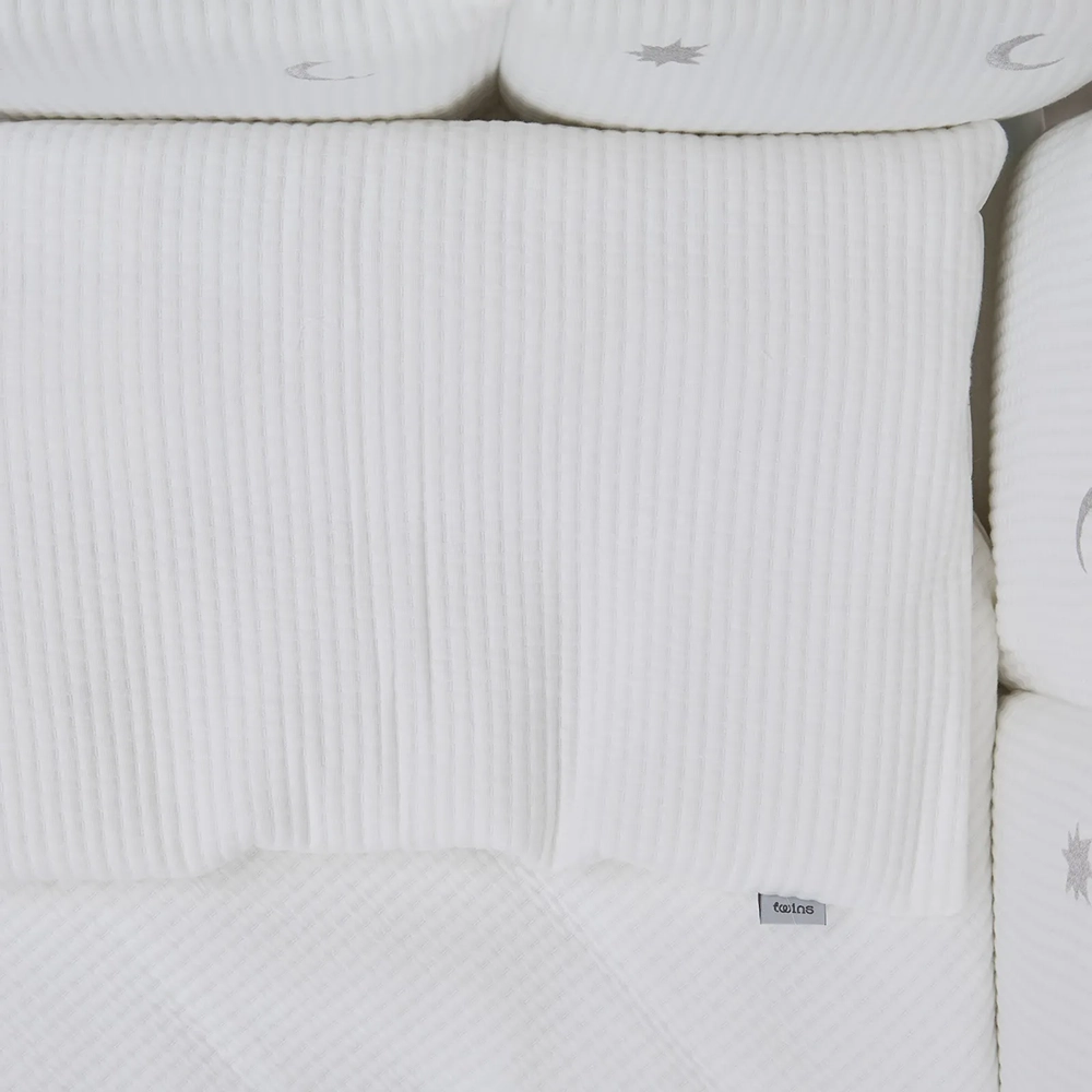Постільний комплект 7 ел Twins Cotton з вишивкою 4077-TCW-01, white/silver