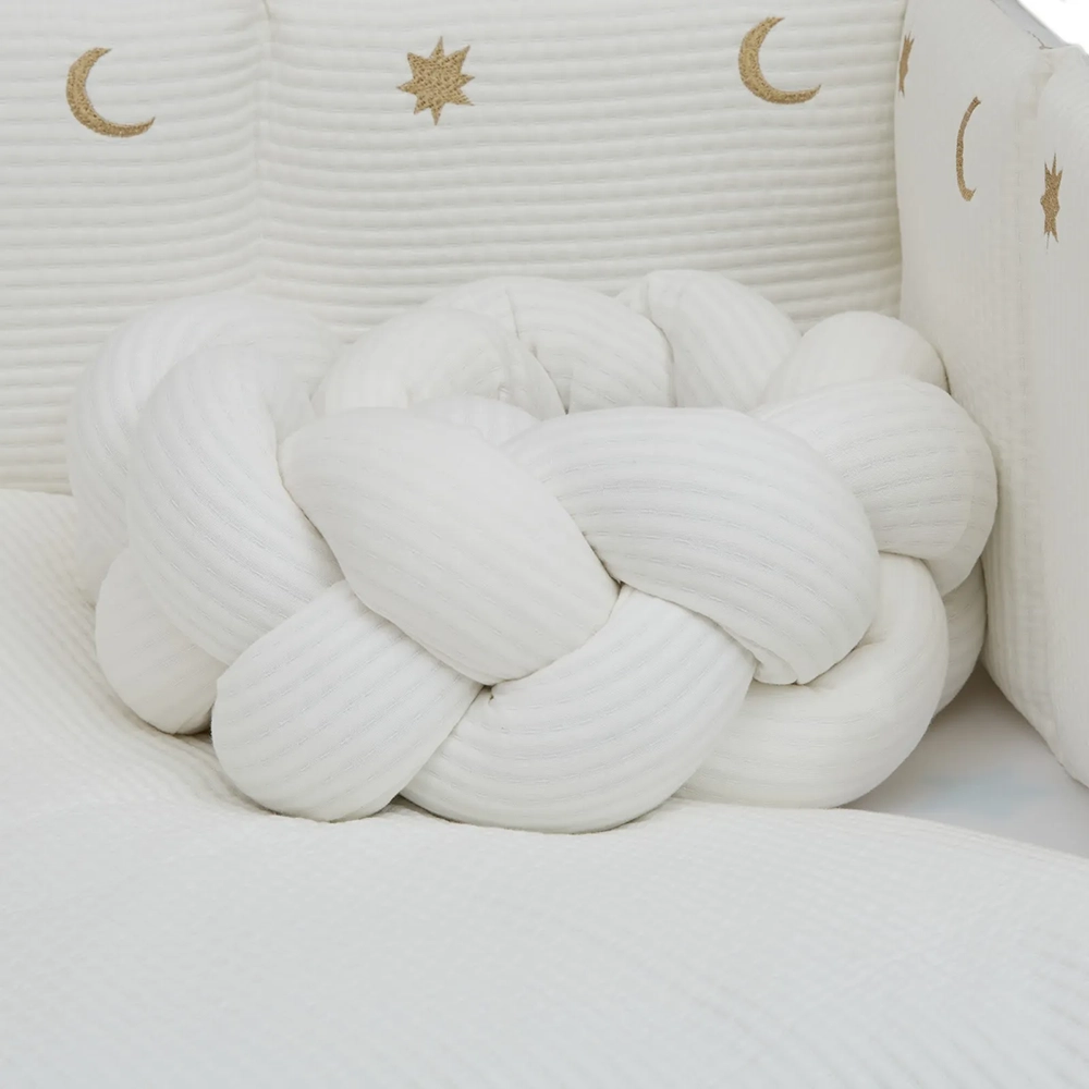 Постільний комплект 7 ел Twins Cotton з вишивкою 4077-TCW-202, ecru/gold
