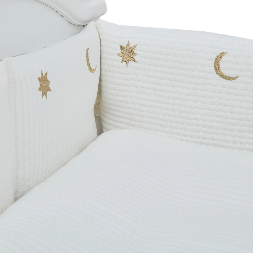 Постільний комплект 7 ел Twins Cotton з вишивкою 4077-TCW-202, ecru/gold