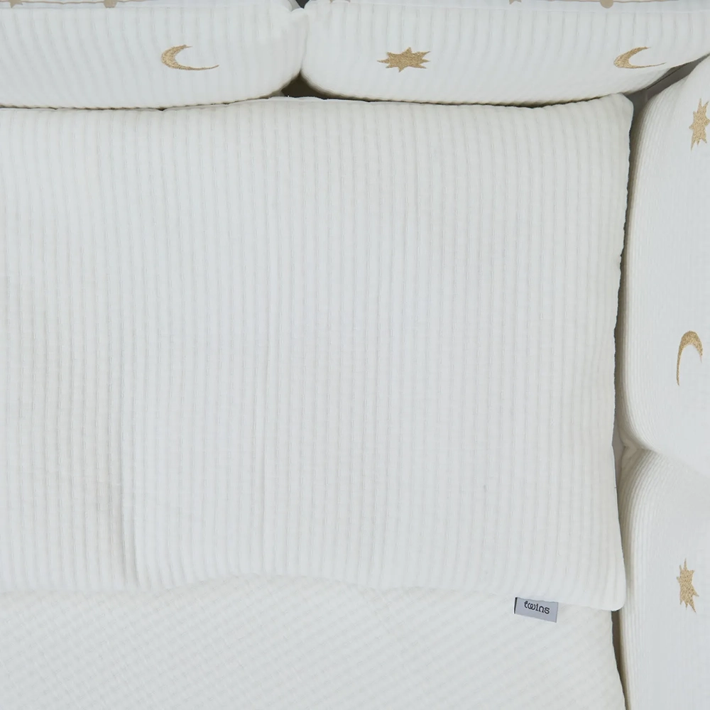 Постільний комплект 7 ел Twins Cotton з вишивкою 4077-TCW-202, ecru/gold