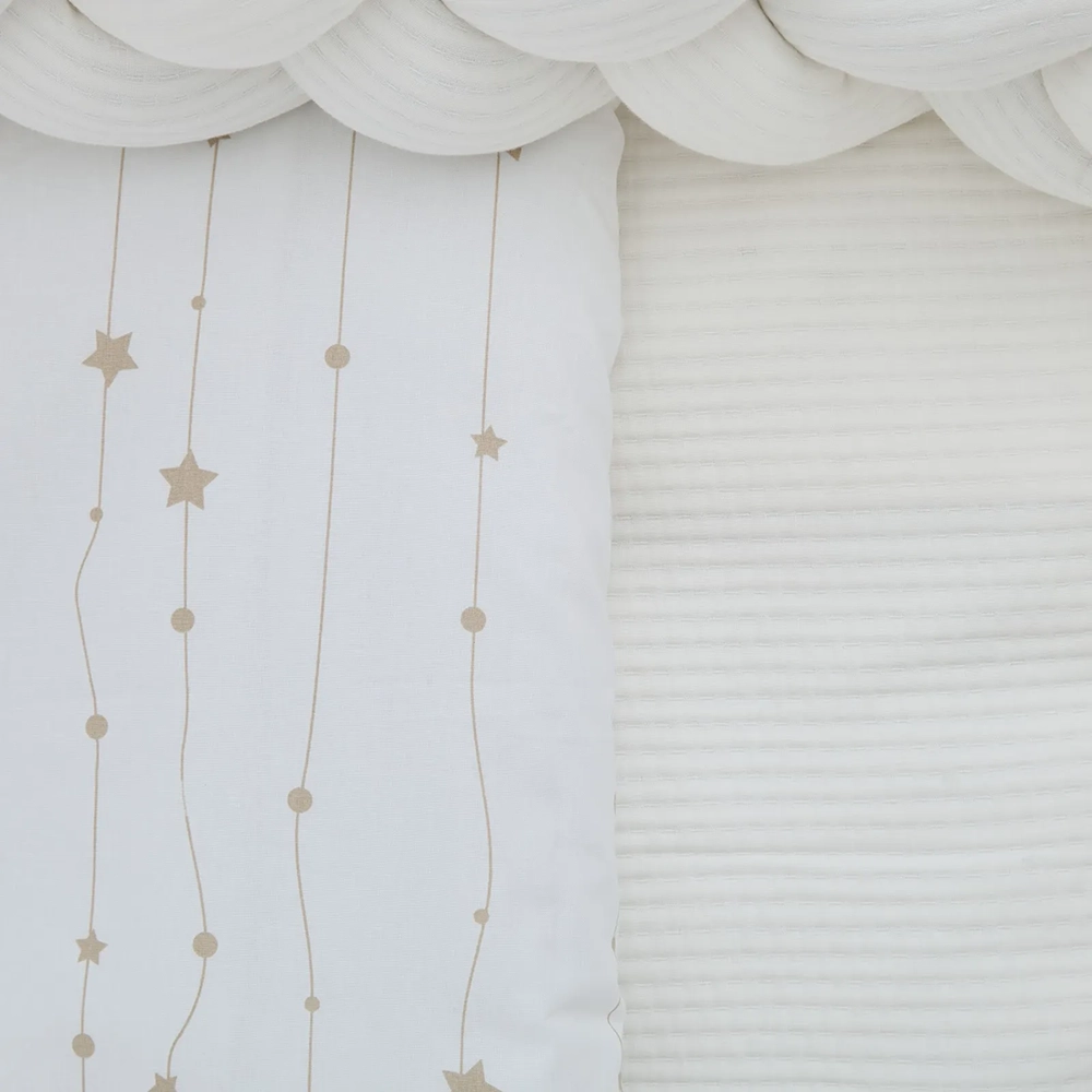 Постільний комплект 7 ел Twins Cotton з вишивкою 4077-TCW-202, ecru/gold