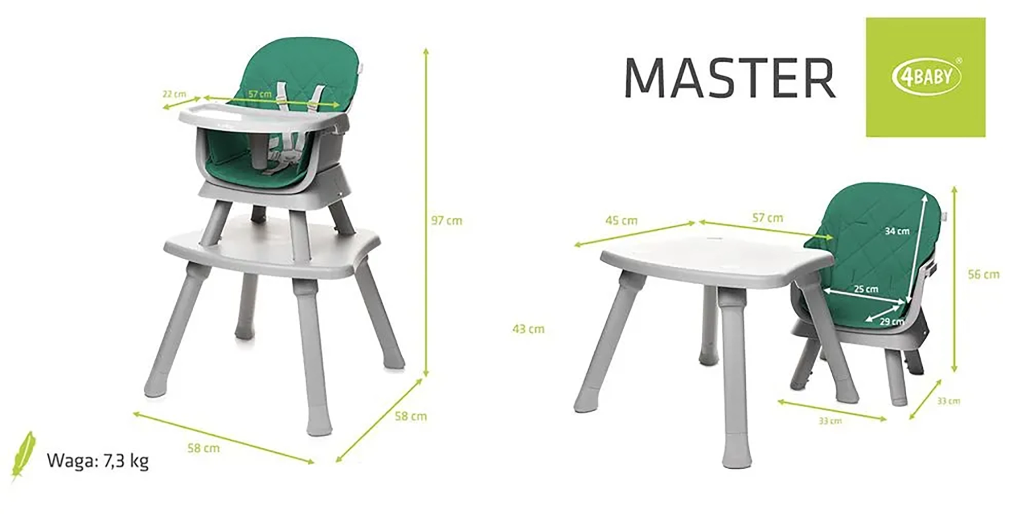 Cтульчик для кормления 4Baby MASTER green