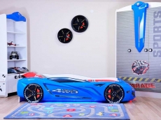 Дитяче ліжко машина з пластика MUSVENUS BMW blue з підсвічуванням, музикою, пультом, спойлером