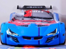 Дитяче ліжко машина з пластика MUSVENUS BMW blue з підсвічуванням, музикою, пультом, спойлером