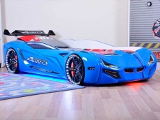 Дитяче ліжко машина з пластика MUSVENUS BMW blue з підсвічуванням, музикою, пультом, спойлером
