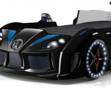 Дитяче ліжко машина MUSVENUS Audi V7 black з підсвічуванням, музикою, що відкривається дверцятами, пультом, спойлером