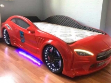Дитяче ліжко машина Star Premium Mersedes GT red 160x80 см з підсвічуванням, музикою, шкіряний салон, пультом
