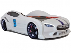 Дитяче ліжко машина Star Premium Mersedes GT white 160х80 см з підсвічуванням, музикою, шкіряний салон, пультом
