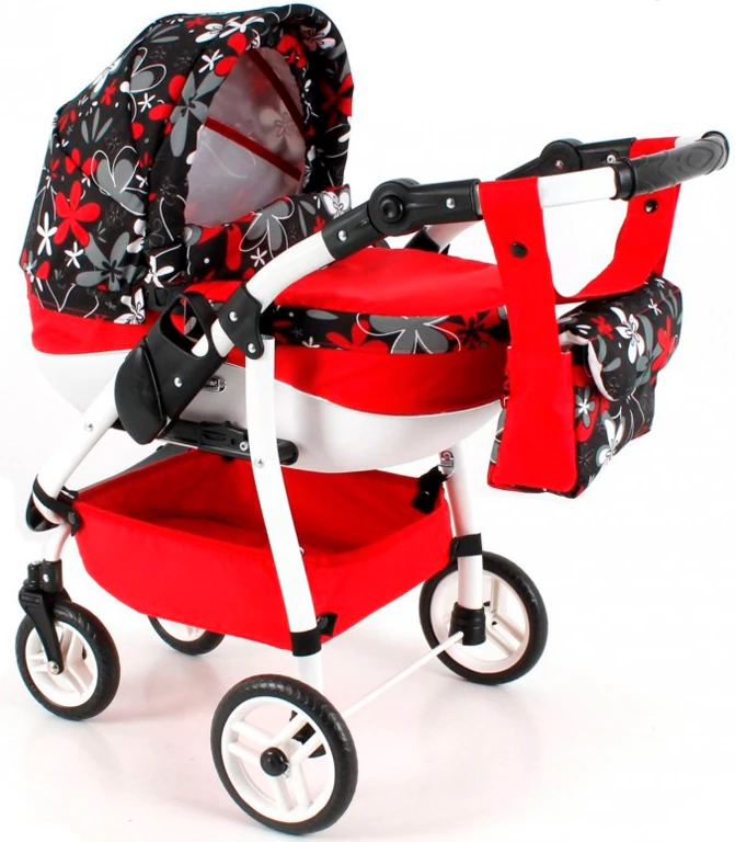 Коляска для кукол Adbor Lily Sport  LS-18, черный/красный