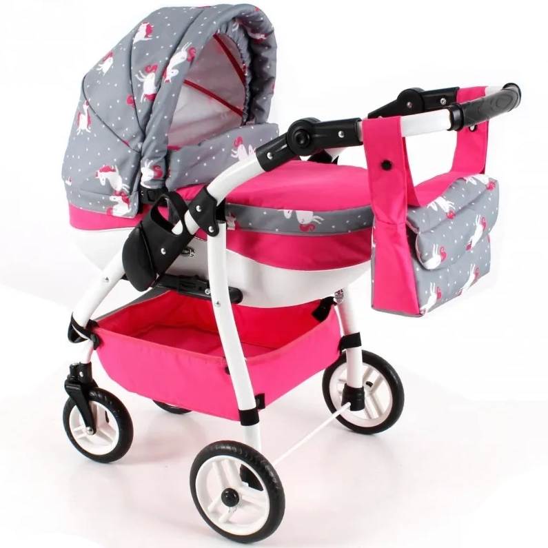 Коляска для кукол Adbor Lily Sport  LS-24, серый/розовый