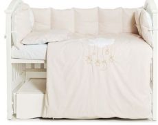 Постельный комплект 6 эл Babycentre & Twins Moonlight 4011-BTMO-02 beige, белый / беж