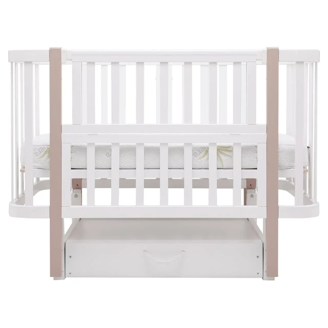 Детская кроватка-трансформер Babyroom Луна LU-3 маятник, ящик белый / капучино
