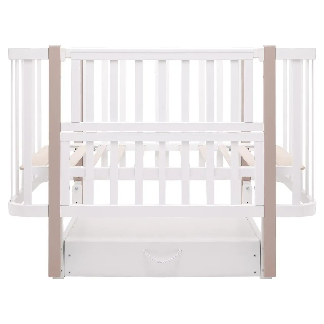 Дитяче ліжечко-трансформер Babyroom Луна LU-3 маятник, ящик белый / капучино
