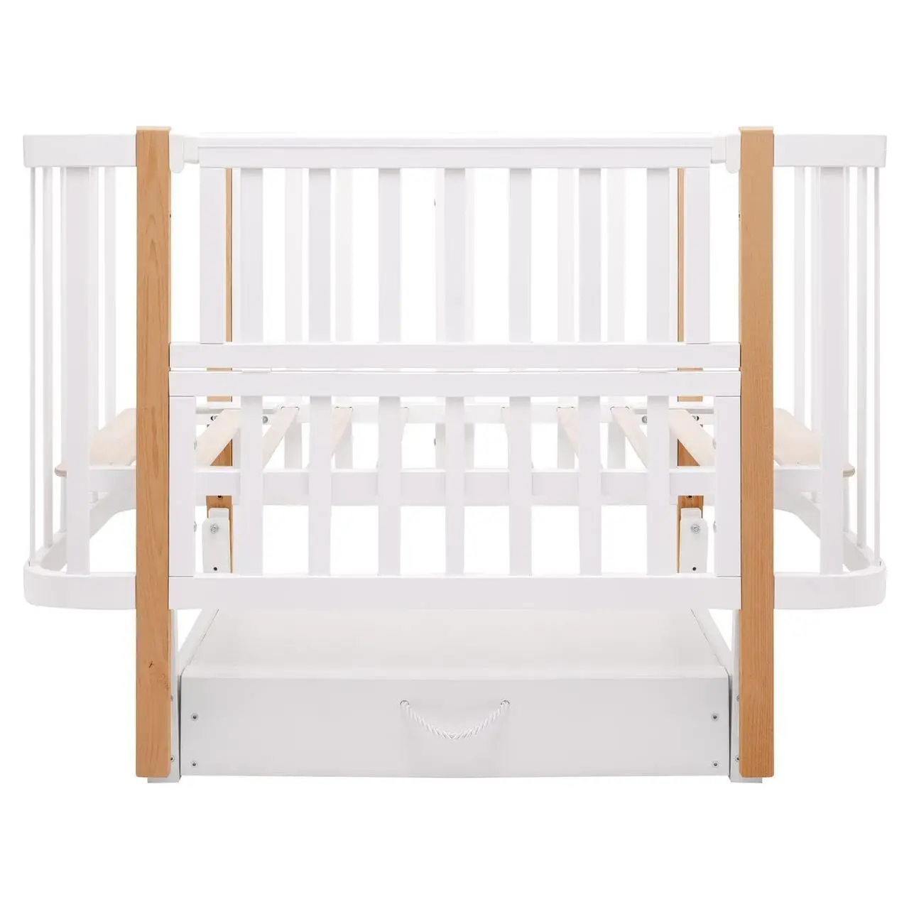 Дитяче ліжечко-трансформер Babyroom Луна LU-3 маятник, ящик белый / натуральный