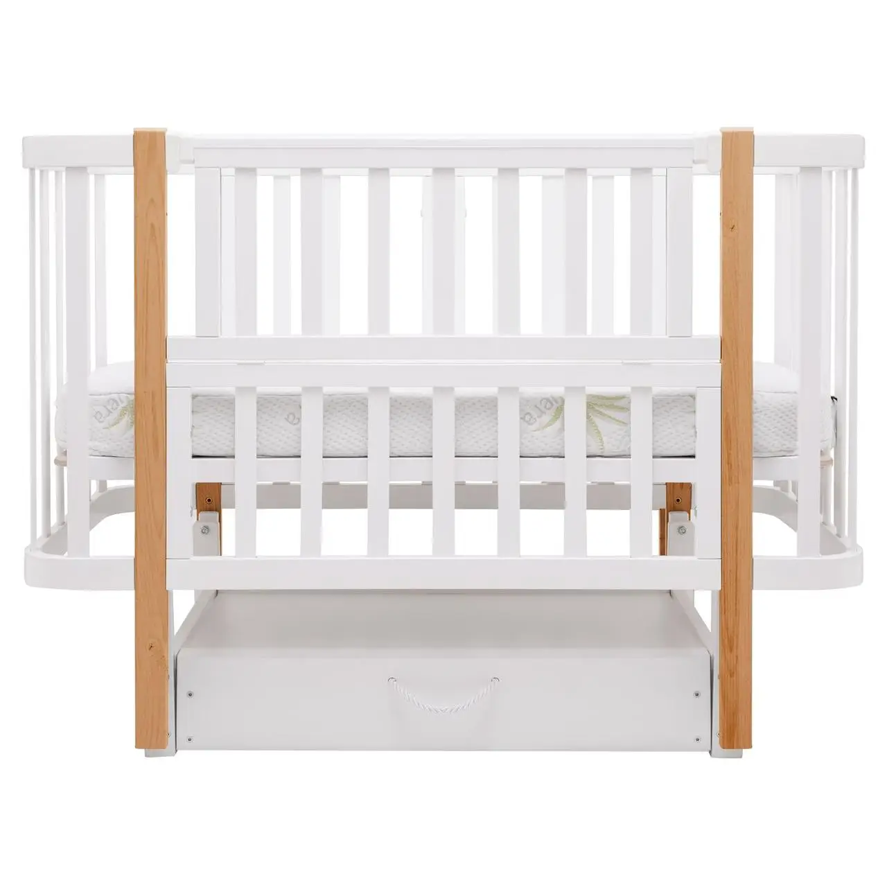 Детская кроватка-трансформер Babyroom Луна LU-3 маятник, ящик белый / натуральный