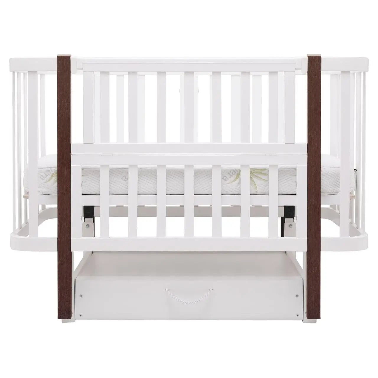 Детская кроватка-трансформер Babyroom Луна LU-3 маятник, ящик белый / венге