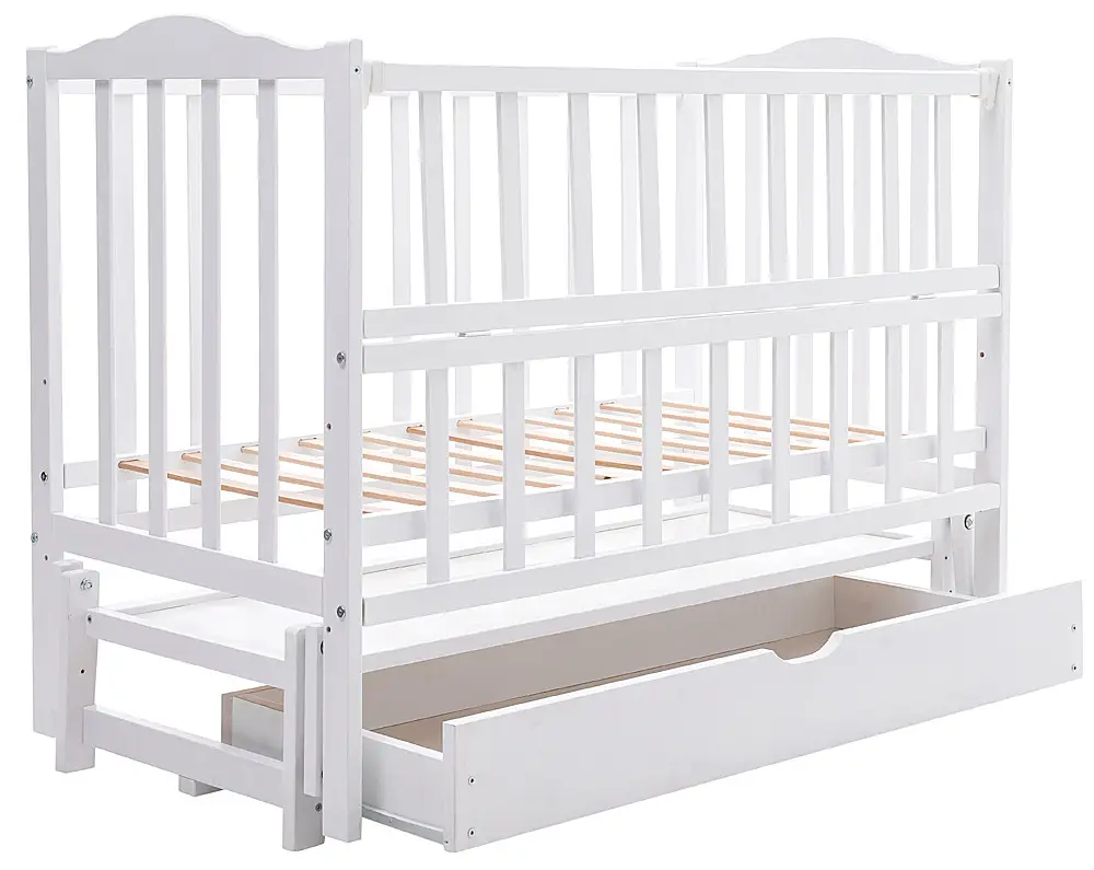 Дитяче ліжко BabyRoom Зайченя ZL-301 маятник поздовжнього хитання, ящик, відкидний бік білий