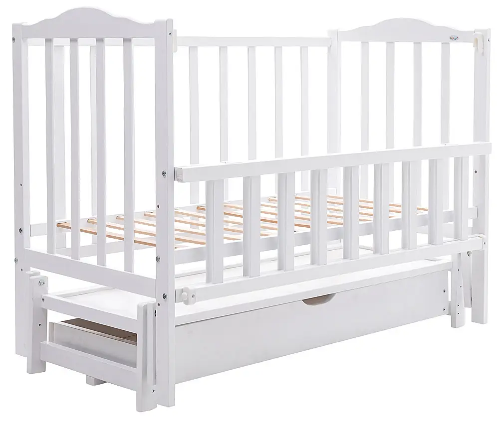 Дитяче ліжко BabyRoom Зайченя ZL-301 маятник поздовжнього хитання, ящик, відкидний бік білий