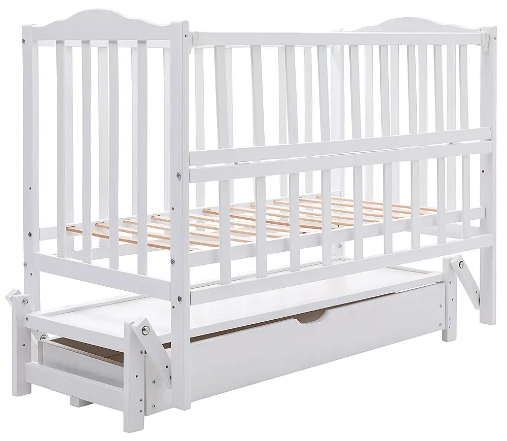 Дитяче ліжко BabyRoom Зайченя ZL-301 маятник поздовжнього хитання, ящик, відкидний бік білий