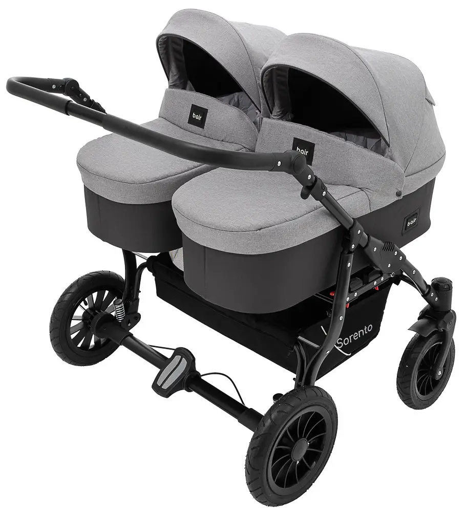 Коляска 2 в 1 для двойни Bair Sorento DUO BS-02 серый / графит