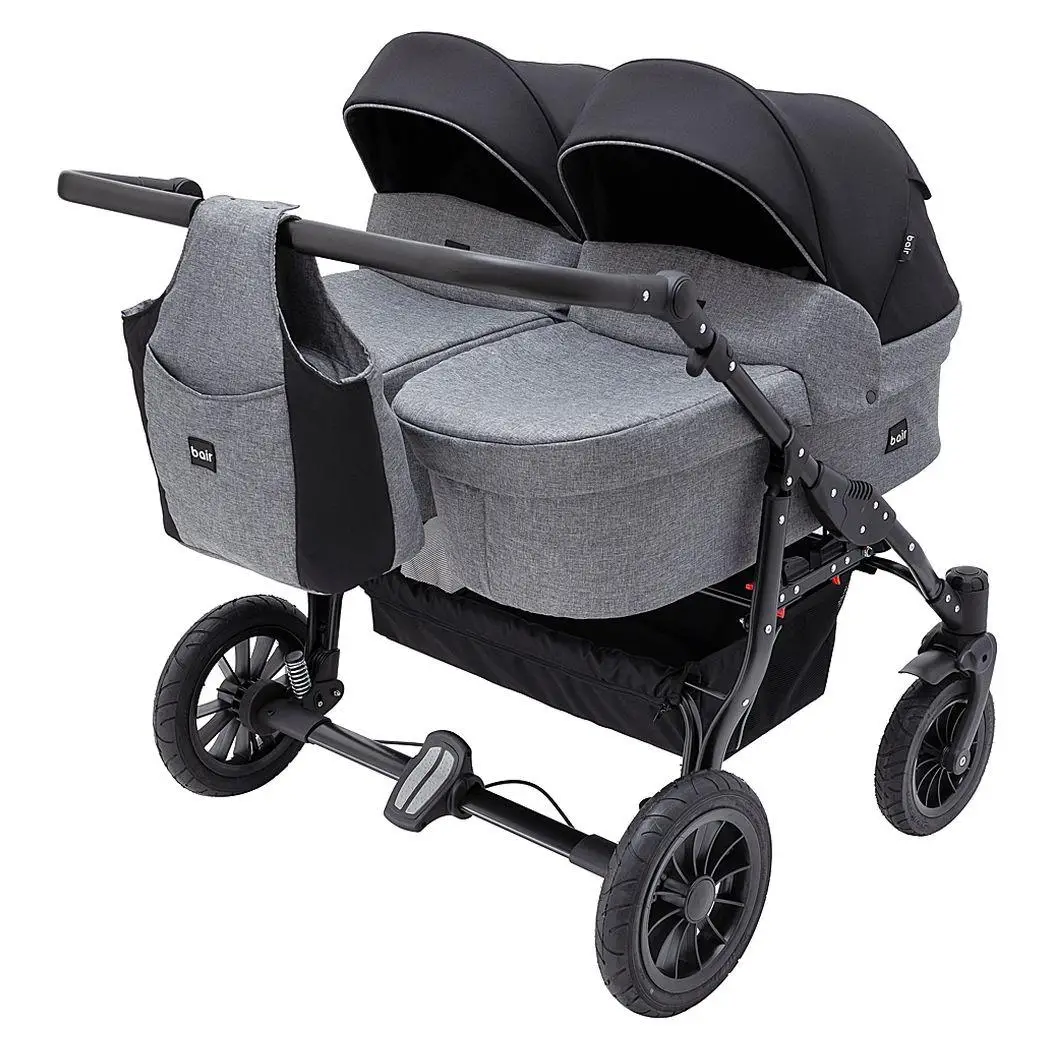 Коляска 2 в 1 для двойни Bair Sorento DUO BS-04 графит/черный