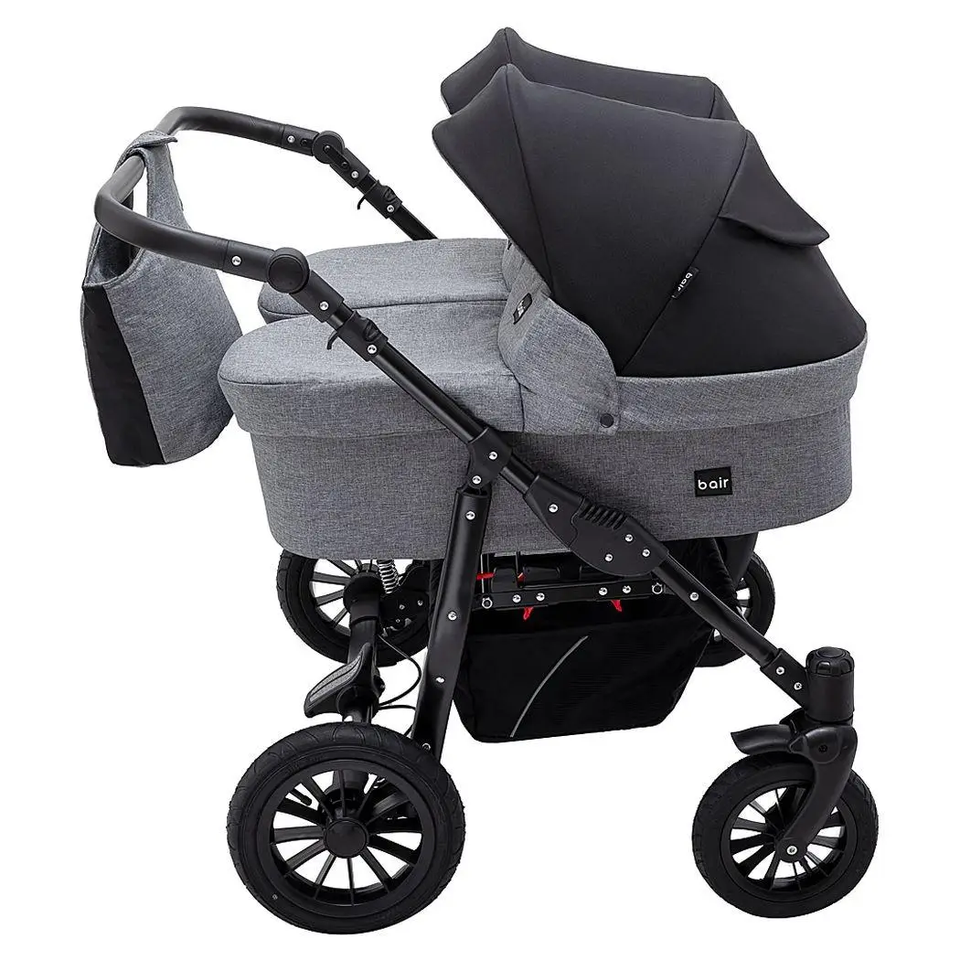 Коляска 2 в 1 для двойни Bair Sorento DUO BS-04 графит/черный