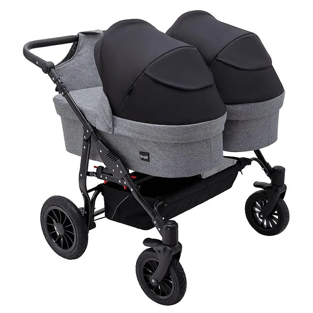 Коляска 2 в 1 для двойни Bair Sorento DUO BS-04 графит/черный