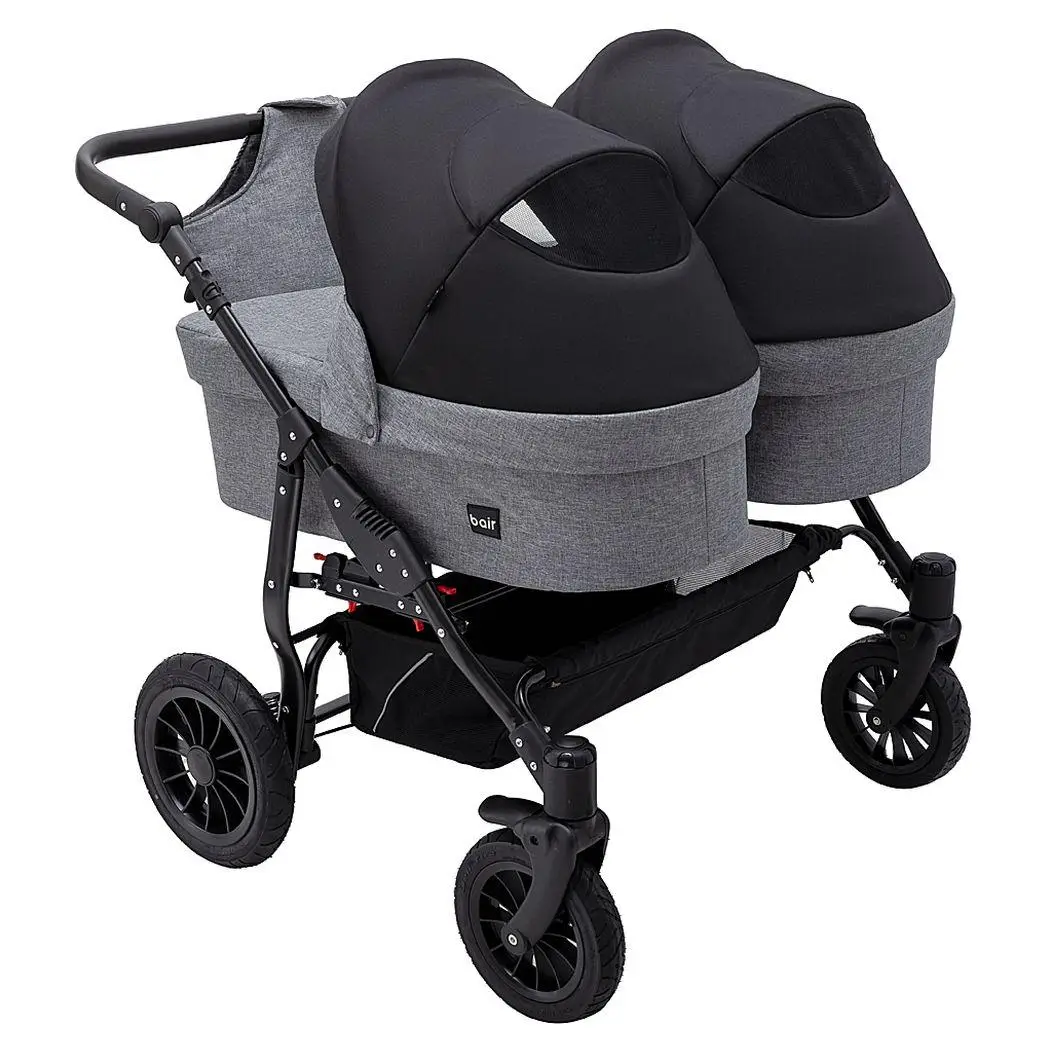 Коляска 2 в 1 для двойни Bair Sorento DUO BS-04 графит/черный