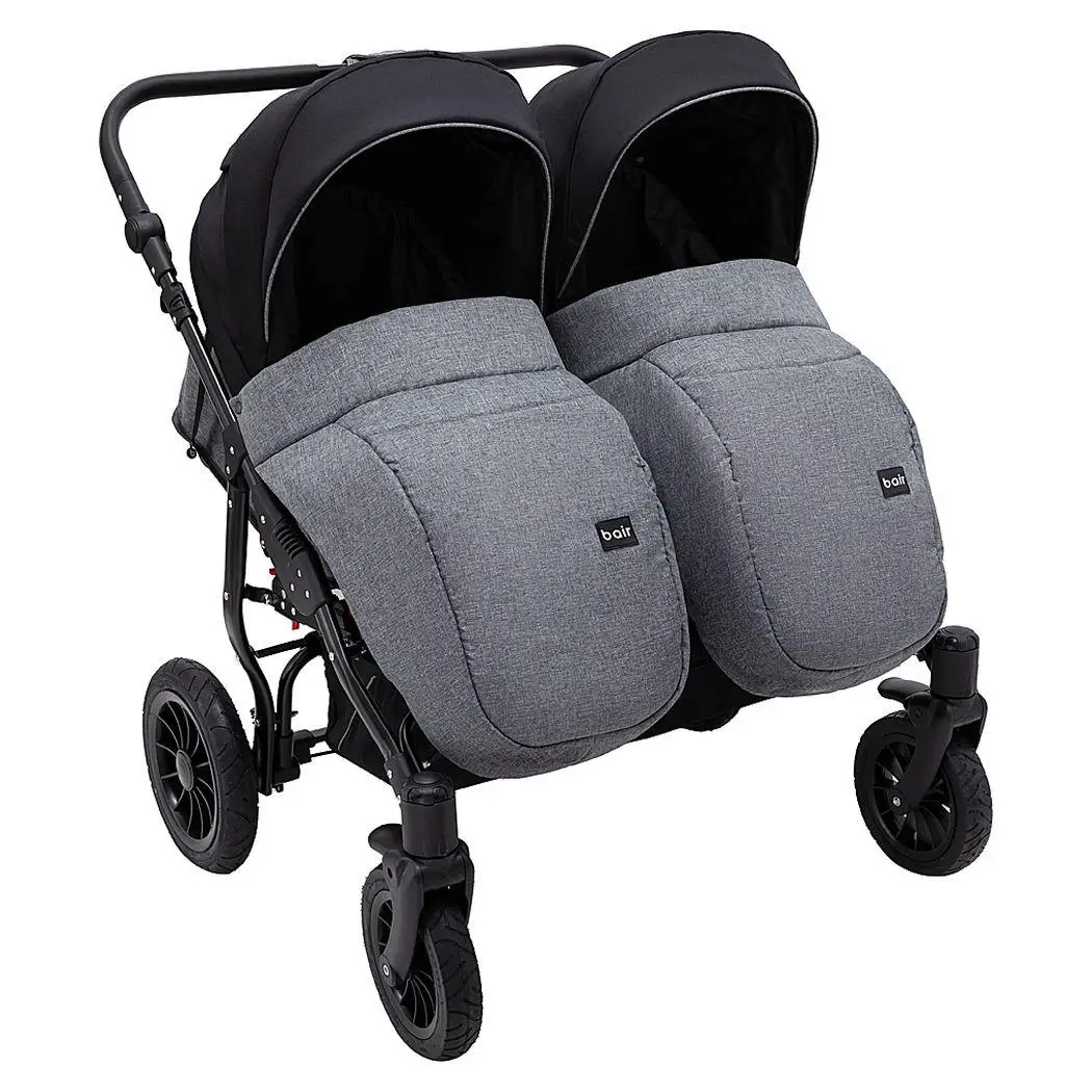Коляска 2 в 1 для двойни Bair Sorento DUO BS-04 графит/черный